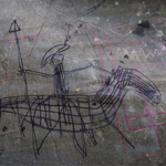 Campanine R23-26, raffigurazione di un guerriero a cavallo; incisione tracciata su foglio di nylon per rilievo